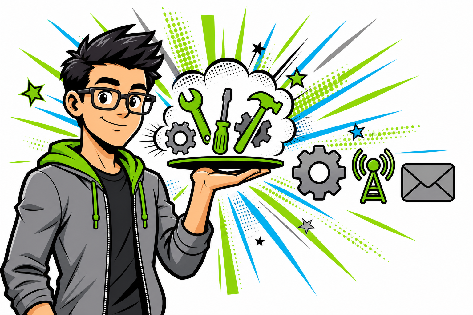 Superhelden-Illustration: Services
