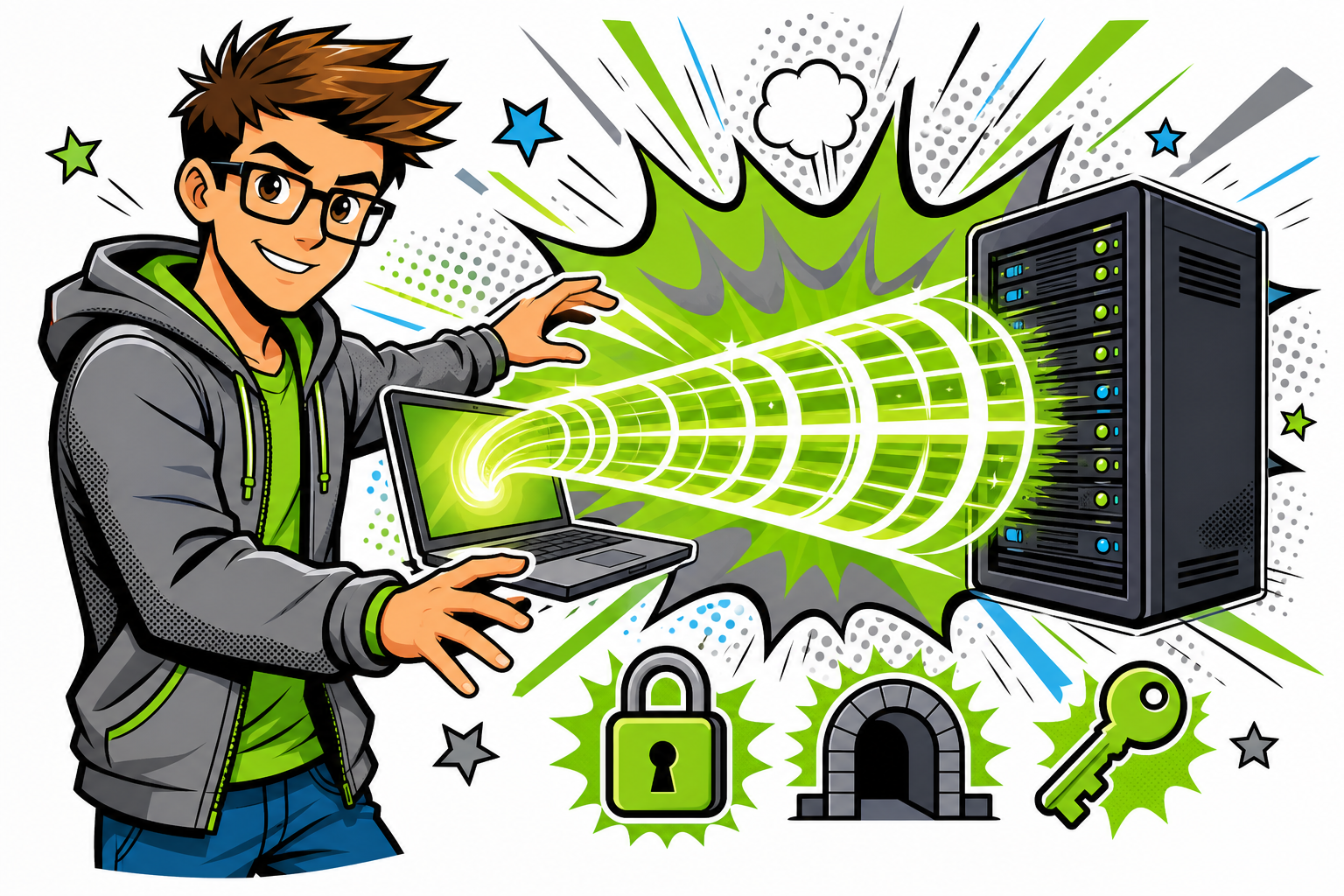 Superhelden-Illustration: VPN