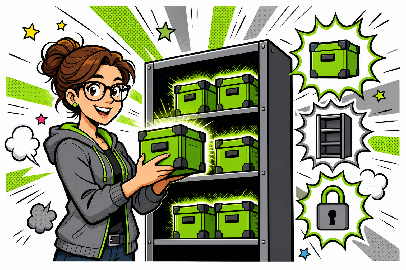 Superhelden-Illustration: Storage